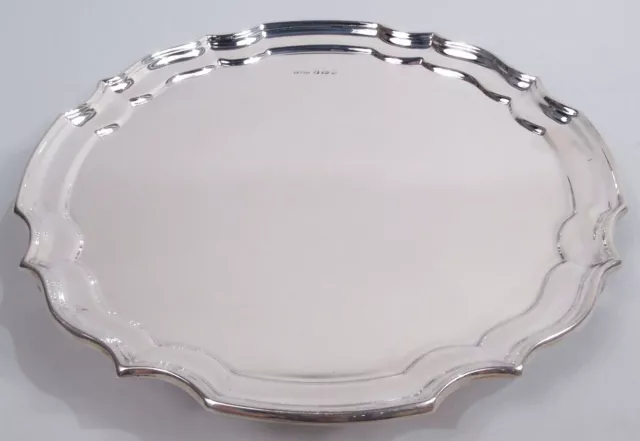 Harrison Fisher Salver Georgian Piecrust Tray English Sterling Silver 1974