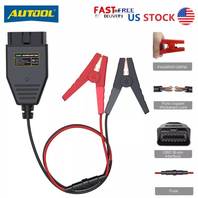 16Pin OBD2 Battery Replace Tool ECU Emergency Power Supply Cable Memory Saver
