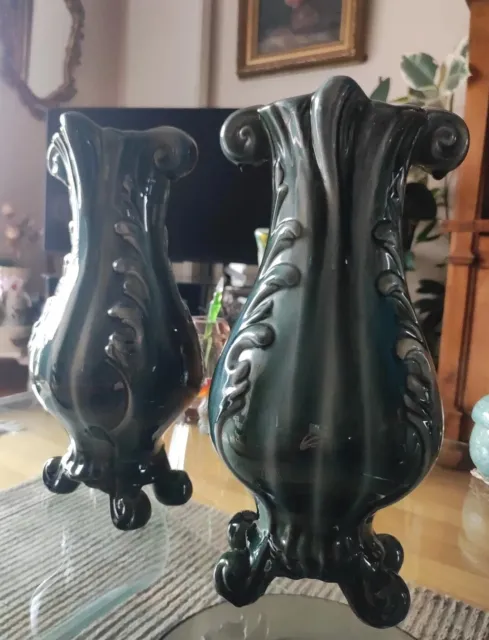 Paire Vases Epoque Art-nouveau Numérotée Céramique colorée France