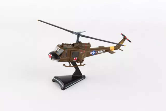 US Army UH-1 Huey Bell Helicopter Medevac 1/87 Scale Model with Stand