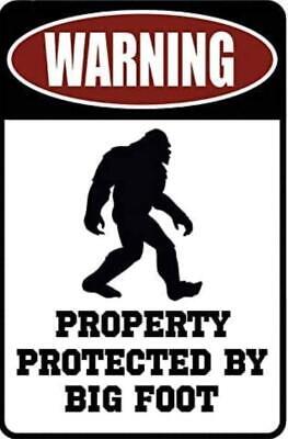 Metal Sign Plate Warning Beware Property Protected By Big Foot Wall Decal Gun