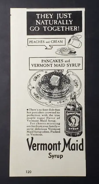 1943 Print Ad Vermont Maid Syrup Pancakes Crowned Vintage Plate