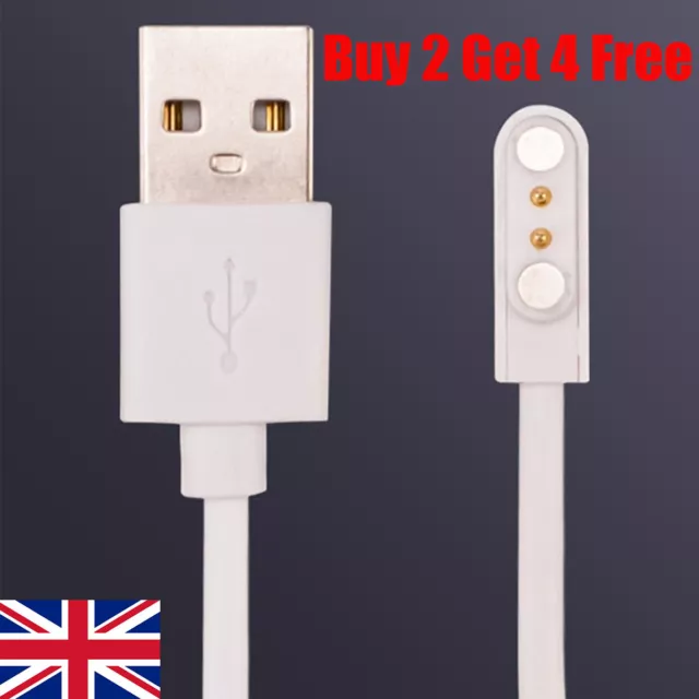 Universal 2Pin Magnetic Charging Cable USB Charger Cord for Smart Watch DataLine