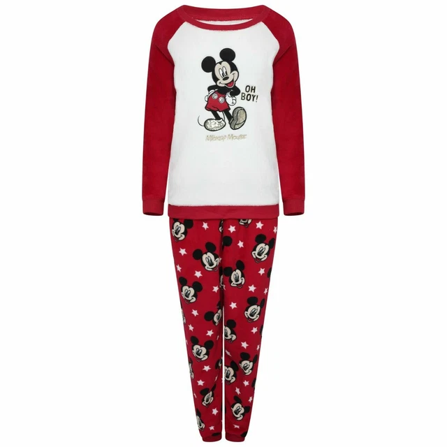 DISNEY MICKEY MOUSE Fleece Pyjamas Official Ladies Pj's Sizes Xs S L Xl