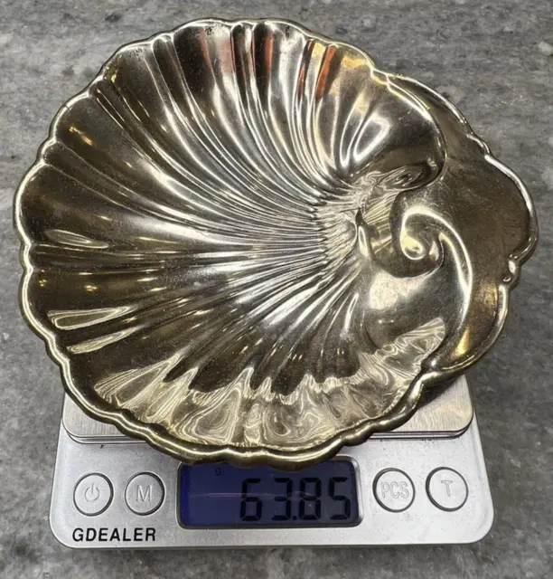 Footed Small STERLING SILVER SHELL DISH - No Mono - JENNINGS Silver 63.8 Grams