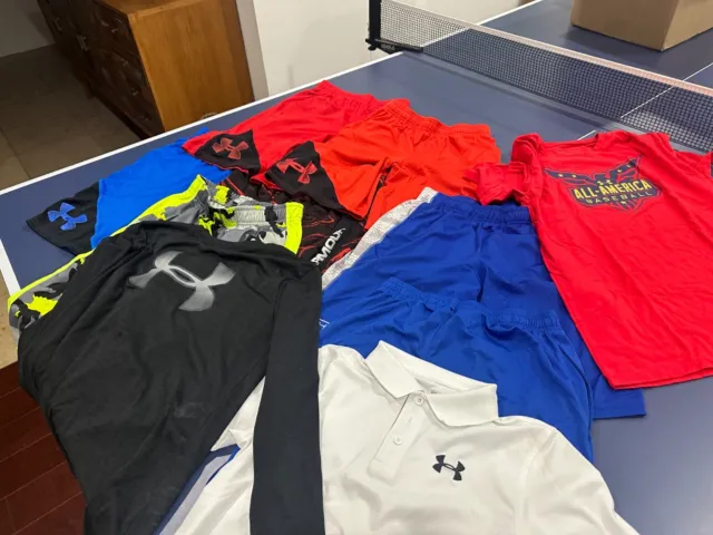 Under Armour Lot Of 10 Kids Activewear Assorted Shorts + Shirts Size Youth Large