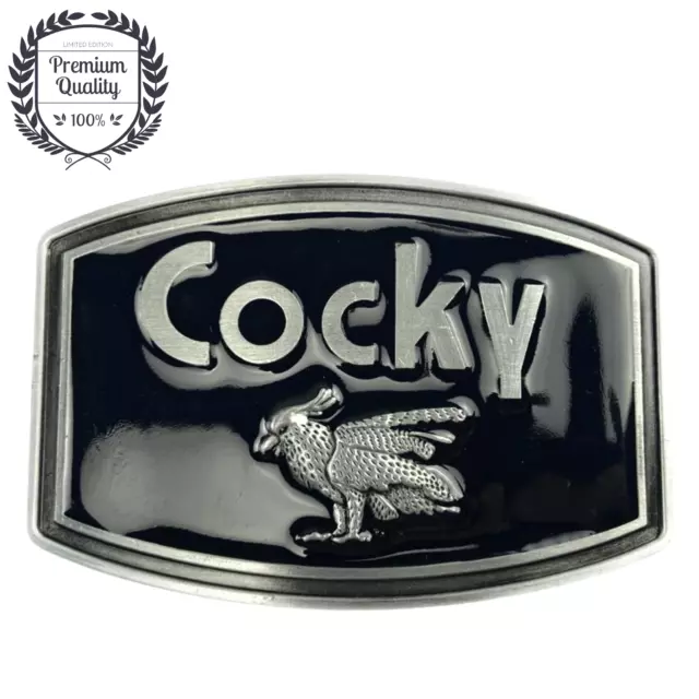 Metal Zinc Alloy Belt Buckle Western Cowboy Casual Fashion Style Cocky Black
