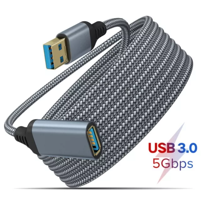 Braided High Speed USB 3.0 Extension Cable Male to Female Extender Data Cord