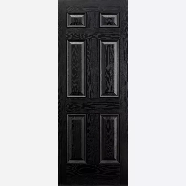 External GRP Black Pre Finished Composite Colonial 6P Solid Door