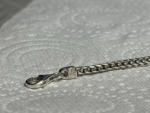VINTAGE SOLID STERLING silver 10g italian franco link bracelet ...