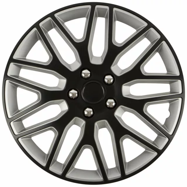 4 pcs SET 15"  WHEEL TRIMS COVERS BLACK - SILVER HUB CAPS 15 INCH DAKAR NC