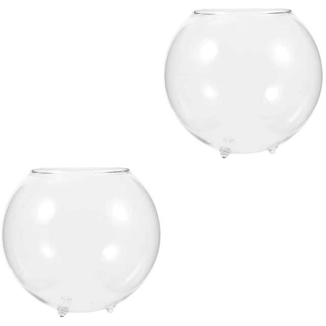 Set of 2 Micro Landscape Vase Glass Fish Bowl Small Hydroponic Betta Tank