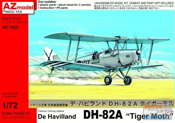 AZM7422 1:72 AZ Model De Havilland DH-82A Tiger Moth Over Spain
