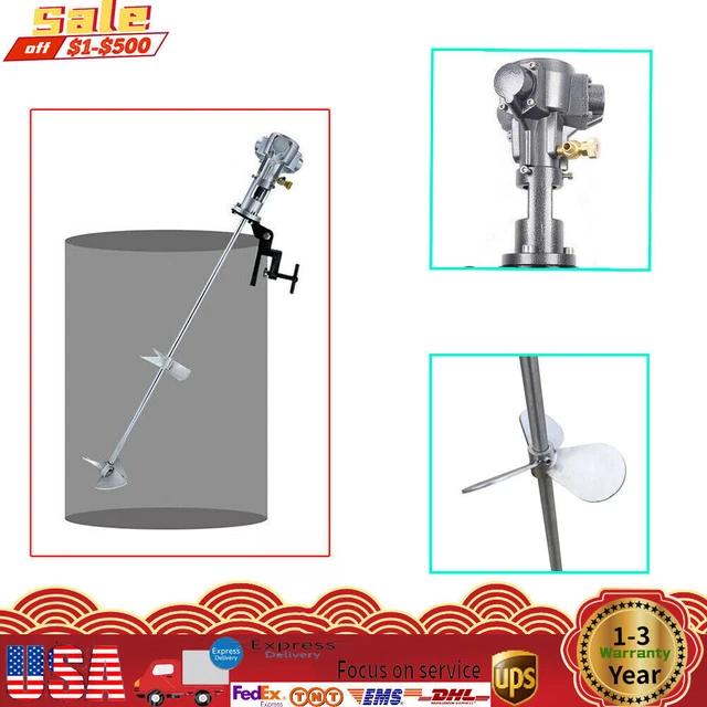 50 Gallon Pneumatic Mixer Rung Dope Tank Stainless steel Barrel Type 2x4" Blade
