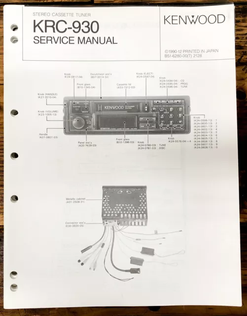 Kenwood KRC-930 Car Radio  Service Manual *Original*