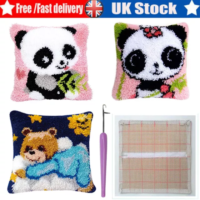 43x43cm Animal Panda Latch Hook Kits DIY Cover Needlework