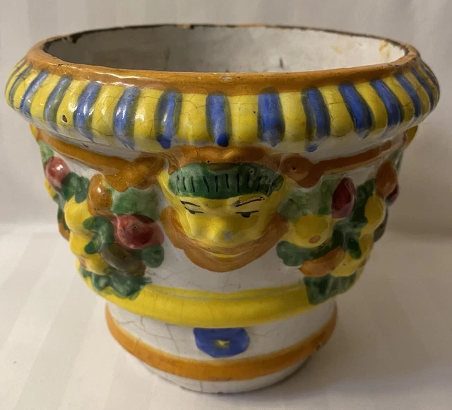 Della Robbia Majolica Porcelain Italian Pot Planter ~ Late 19th Century
