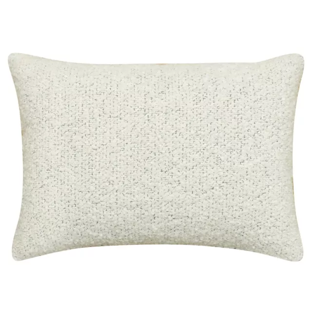 Textured Teddy Bear Boucle Boudoir Cushion in Speckle Cream. 17x12" Rectangle
