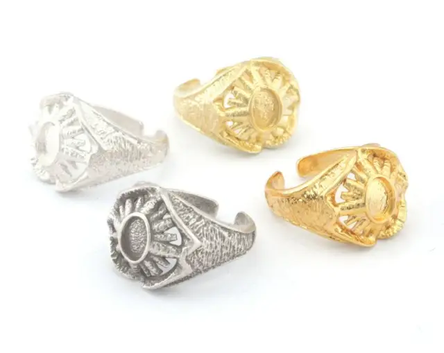 Sun Ring Adjustable Bezel Raw Brass,silver,Shiny Silver-gold 7-9US size 4776