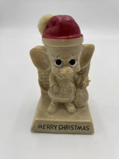 Vintage Santa Mouse Russ Wallace Berrie  Figurine 1969 Merry Christmas 5”