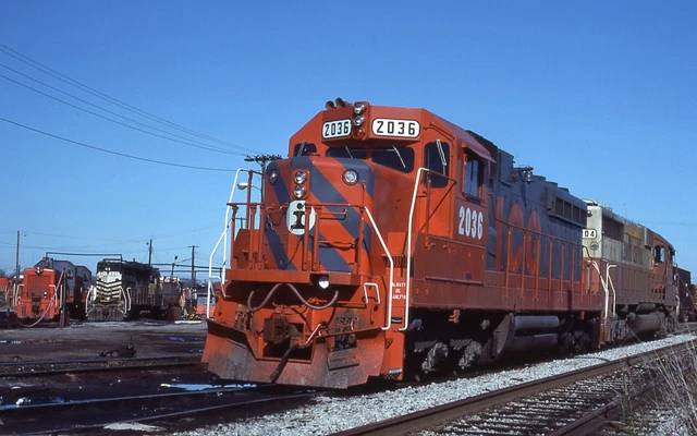 Original Slide ICG Illinois Central Gulf SD20 #2036+6004 - Jackson MS 1982