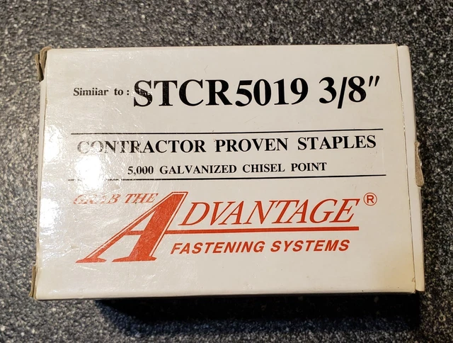 Contractor Staples Advantage- 3/8" galvanized Chisel point- Qty 5,000 New Box