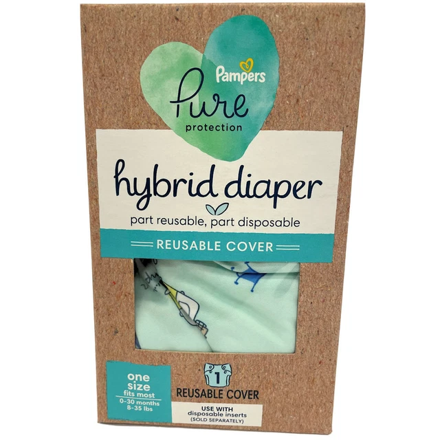 Pampers Pure Hybrid Reusable Cloth Diaper Cover, One Size - Happy Camper