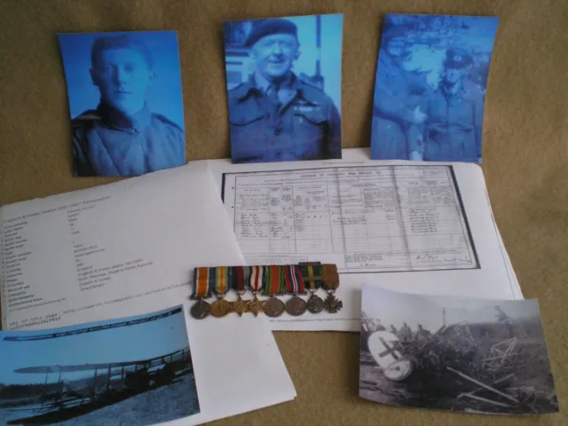 WW1 - WW2 Miniature Medal Group to NASH, RFC, RAF, RA & Research & Copy Photos