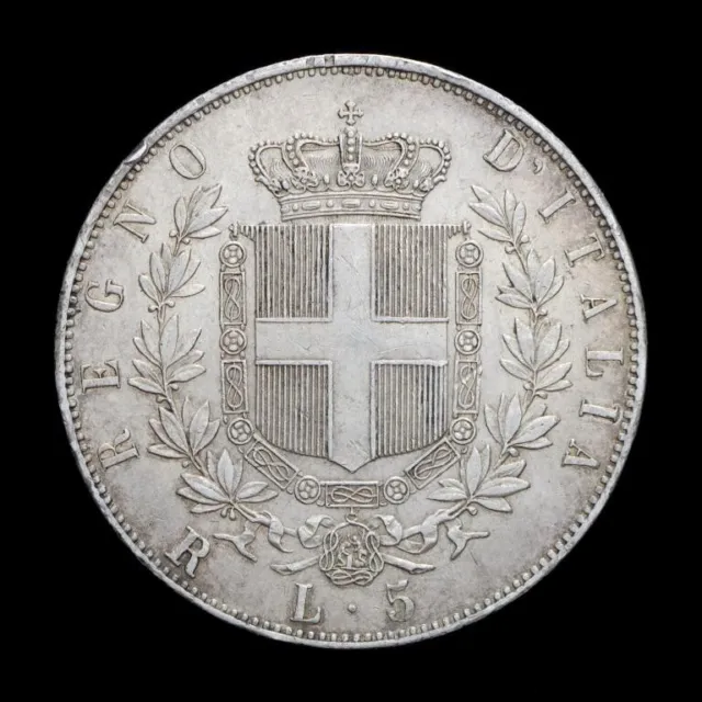 Italy. Victor Emmanuel II. AR 5 Lire 1876