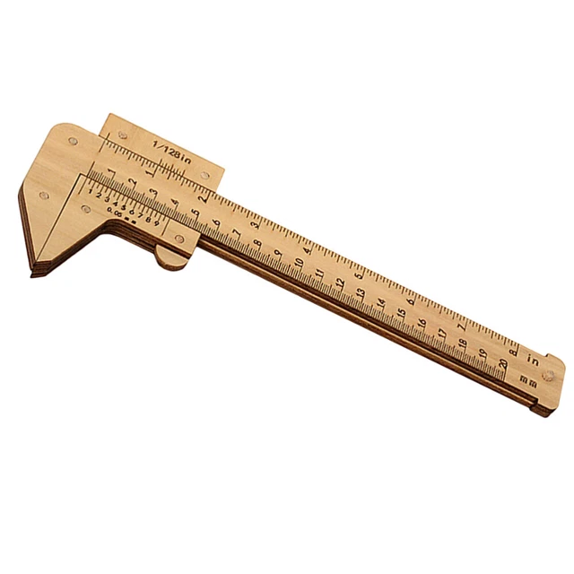 Click Ruler WOODEN CARVED INCH Double Scale Student Vernier Ruler Straight Office £ ...