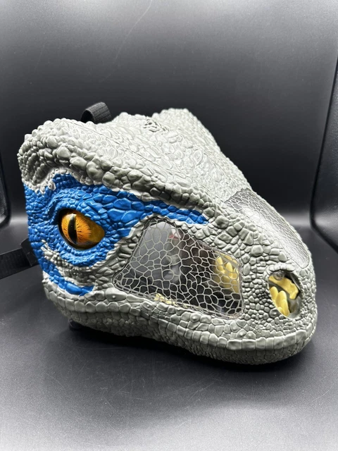 Blue Raptor Mask MATTEL JURASSIC WORLD Chomp & Roar Blue Velociraptor Dinosaur Mask ...
