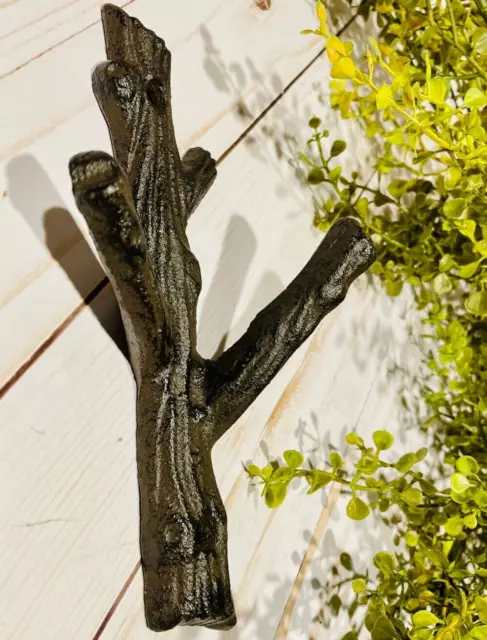 Antique Cast Iron Wall Hooks Tree Trunk Branches Coat Hat Towel Hanging Rustic