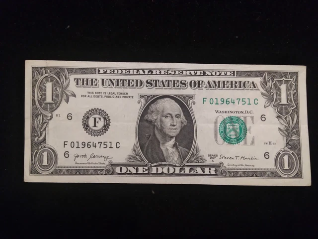 $1 Ink Well Contamination Error One Dollar Bill