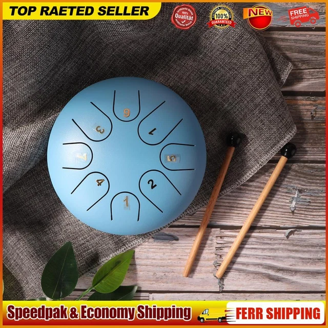 TTSAM 6"" Ethereal Steel Tongue Drum 8 Tune Hand Pan Drum Tank with Keys D