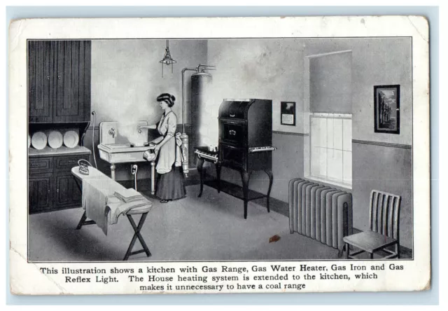 c1940s Picture Showing Kitchen with Gas Range, The Consumers Gas Co. Postcard