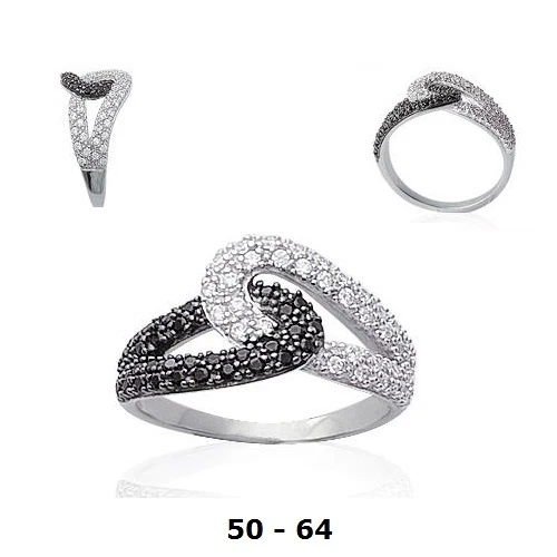 Bague Argent 925 Rhodié Taille 52 - Pavé Diamants Cz Blancs - Marque Dolly-Bijoux - Neuf Avec étiquettes
