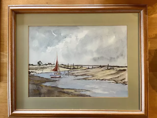 Morston Quay Norfolk Watercolour by Alan Purdy c1990s