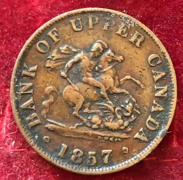 Bank Of Upper Canada Half Penny Token 1857  St.george Dragon Slayer #Tn2