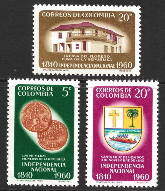 Colombia Scott #719-21 VF/XF Mint Hinged Issued 1960