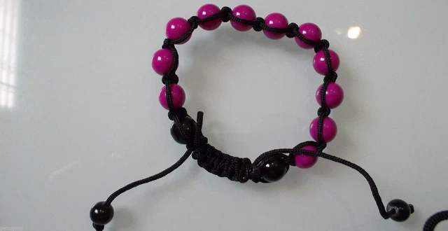 DESTOCKAGE LOT DE 5 Shamballa Noir et Blanc 9 Perles 44 strass Bio