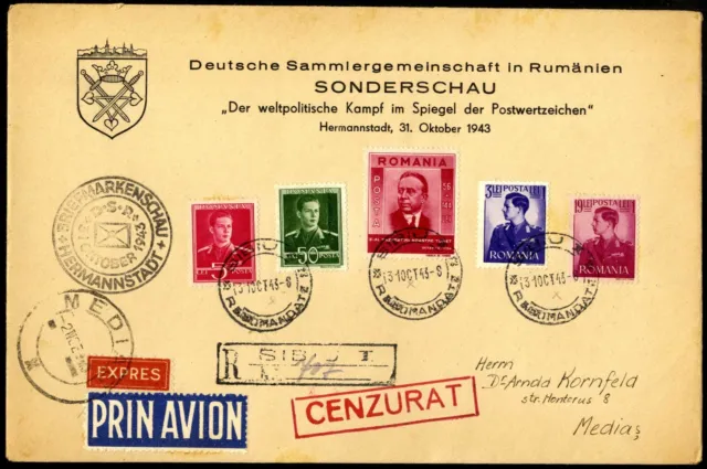 Romania 1943 EXPRESS 2 @ SIBIU to MEDIAS Deutsche Sammergemeinschaft SONDERSCHAU
