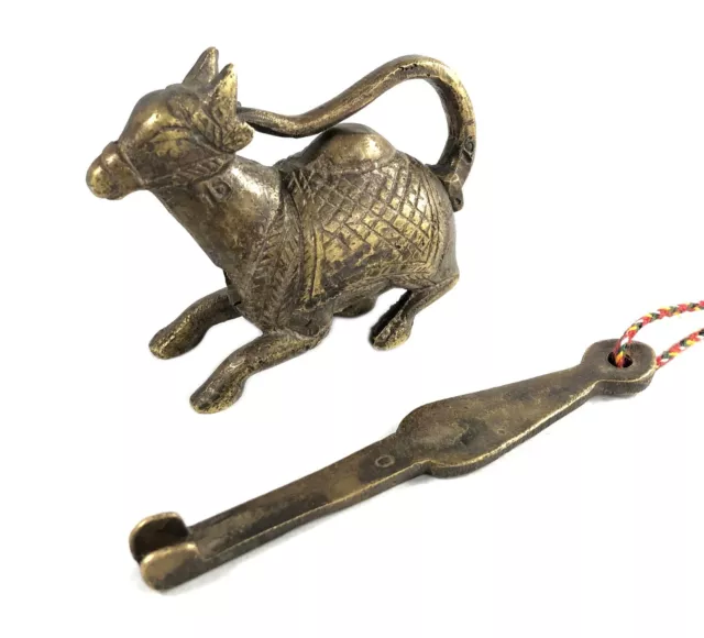 Vintage Nandi Figuratif Verrou Belle de Collection Vieux Cadenas (1 Laiton Clé )