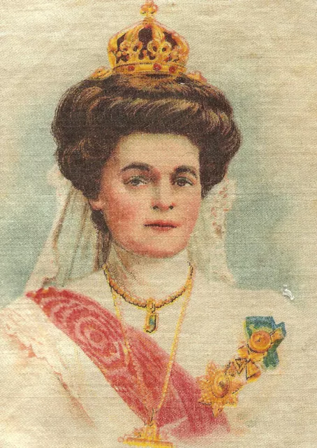 Vintage antique promotional silk - use in crazy quilt - Queen Elenore, Bulgaria