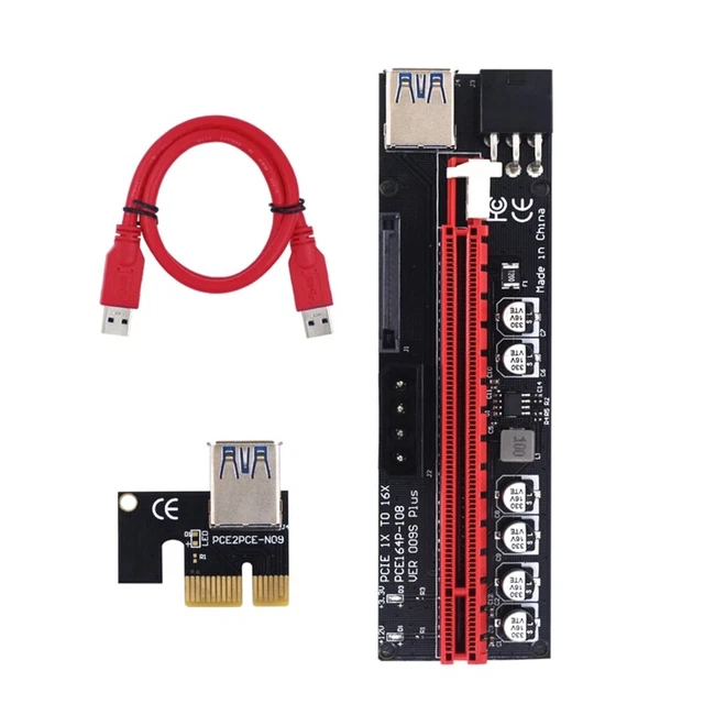 PCI-E  PCIE Extension Cable GPU PCI-E 1X to 16X Extender 6Pin  Power