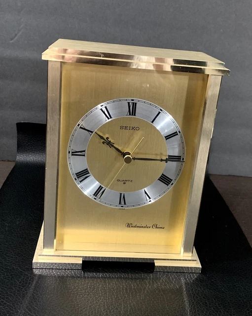 VINTAGE SEIKO WESTMINSTER Chime Brass Mantel Shelf Clock Elegant 1980’s