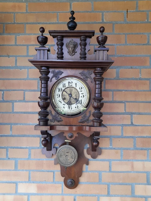 Alte Wanduhr Mit Pendel Und Gong ANTIKE ALTE HOLZ Freischwinger Pendeluhr Wanduhr GONG , schlüssel EUR