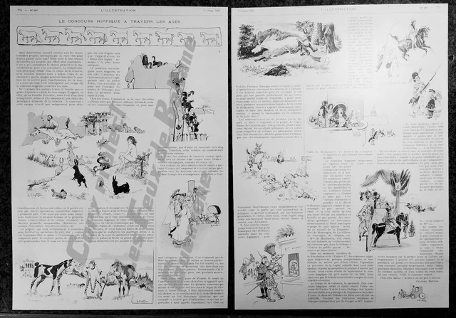 LE CONCOURS HIPPIQUE A TRAVERS LES AGES article 2 pages  1894 gravure document