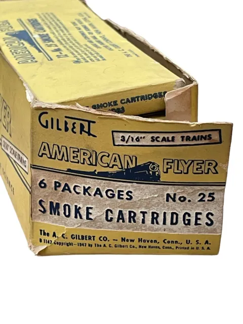 Gilbert American Flyer No. 25 Smoke Cartridges Empty Boxes Vintage 1950s