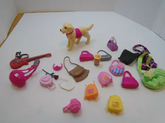 Barbie Bratz Monster High? Doll Purses & Handbag dog guitar flower more 21 piece