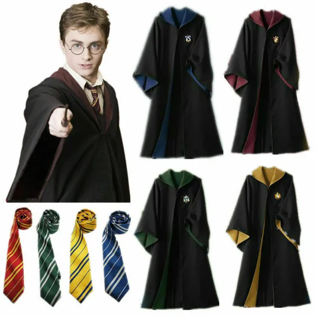 Halloween Harry Potter Cosplay Costume Cloak Robe Cape w/Tie Adult & Kid Sizes
